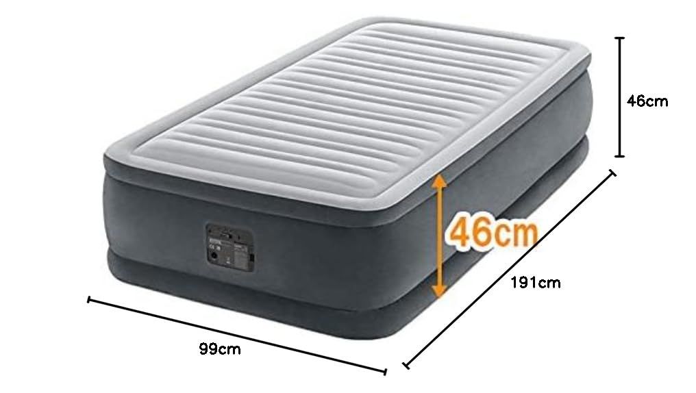 安心 安全メーカー 日本 INTEX インテックス エアーベッド ツインコンフォート シングルサイズ 高さ46 cm 電動式 64411 J エアベット マットレス 防災グッズ 来客