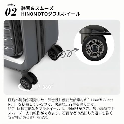  ダークグレー Mサイズ 耐衝撃 静音 ABS PC キャリーバッグ 軽量 機内持ち込み 前開き 拡張機能付き ファスナー キャリーケース フロントオープン スーツケース 94614 a 07 その他 キッチン 食器