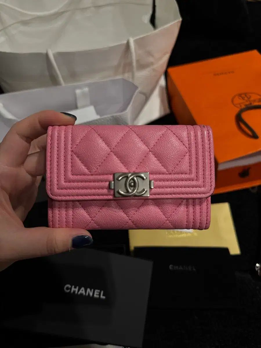 CHANEL BOY ボーイ チュール ラブ カードウォレット ピンク