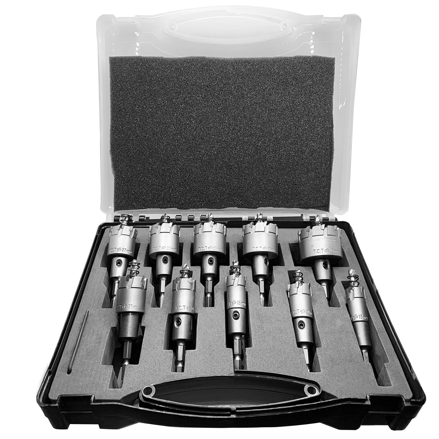 超硬 ステンレス ホールソー 耐久性 スパイラルドリル 穴あけ 電動ドリル 金属用ホルソー ホールカッタースプリング付き インパクトドライバー用鉄 金属 アルミなど用 DIY 穿孔 六角軸 6.35 mm ケース付き セット