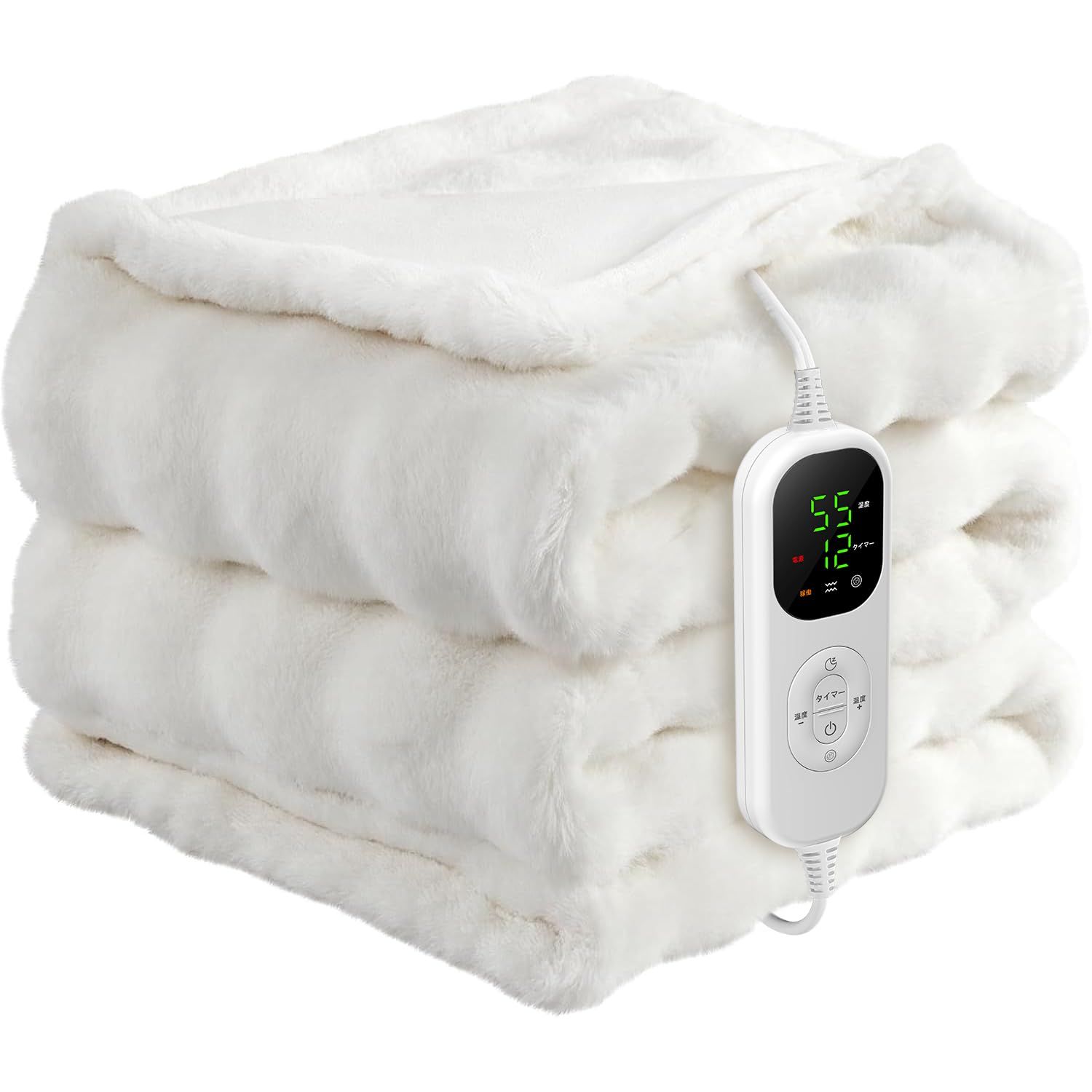 電気毛布 掛け 敷き 55℃自動ダニ駆除-睡眠モード 頭寒足熱 8段階温度調整 12 Hタイマー機能 電気ブランケット 大きいサイズ ダブル 厚手生地 ふわふわ 両面使え 速暖 恒温加熱 省エネ 暖房器具 防寒対策 肩掛け 膝掛け