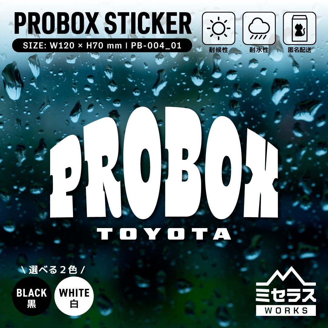 プロボックス ステッカー カッティングタイプ ロゴA PROBOX ホワイト