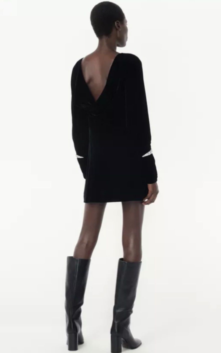 ザラ ベルベットビジュードレスワンピース