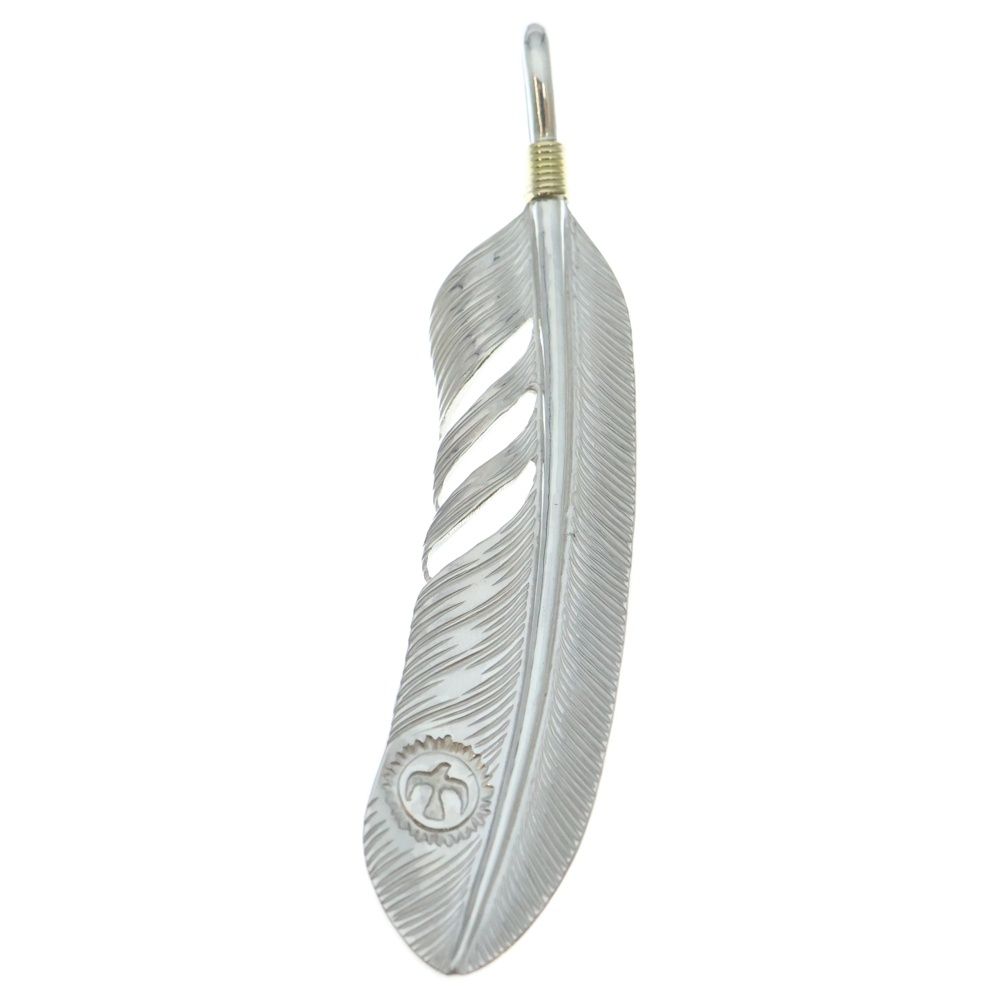 THE SUN ザサン 大フェザー イーグルポイント 金線巻き R 銀メタル付き大フェザー 右向き シルバー