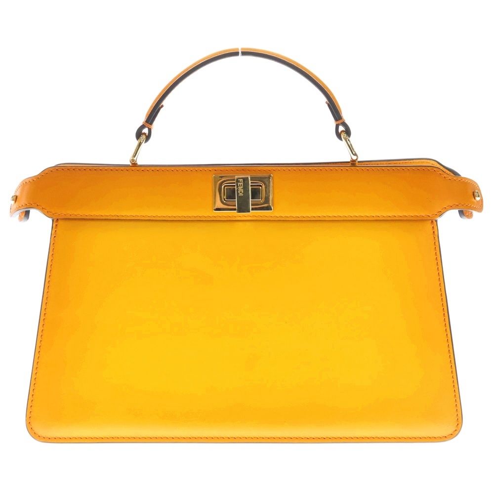 FENDI フェンディ ピーカブー アイシーユー レザー 2 WAY ショルダーバッグ オレンジ 771-6