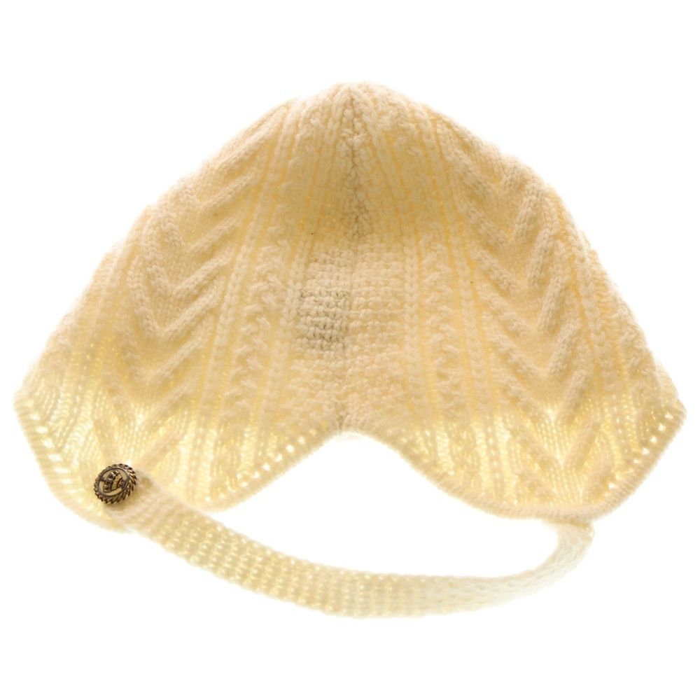 CHANEL シャネル ココマークワッペン カシミア ニットキャップ 帽子 アイボリー レディース