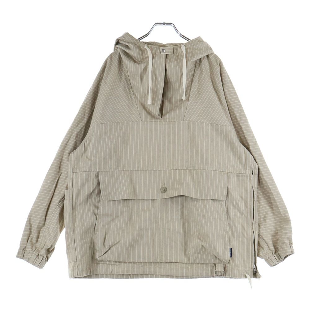 HELLY HANSEN ヘリーハンセン フレームプルーフ フロントポケット ドローストリング デニム ストライプ柄 アノラックパーカー ベージュ