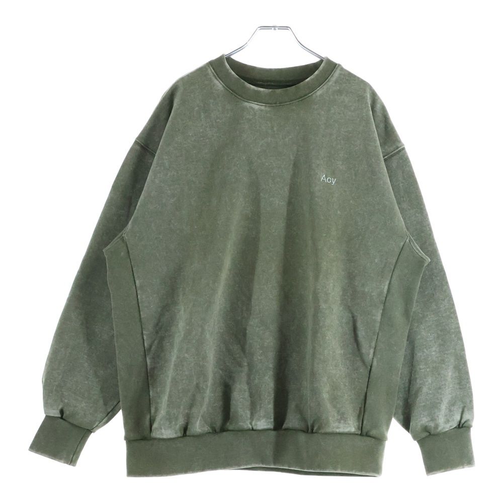 NO BRAND ノーブランド Ayc 23 AW GARMENT DYE CREW NECK SWEAT ガーメント ダイ クルーネック 長袖 スウェットトレーナー カーキ ACYBBS-23 AW-001