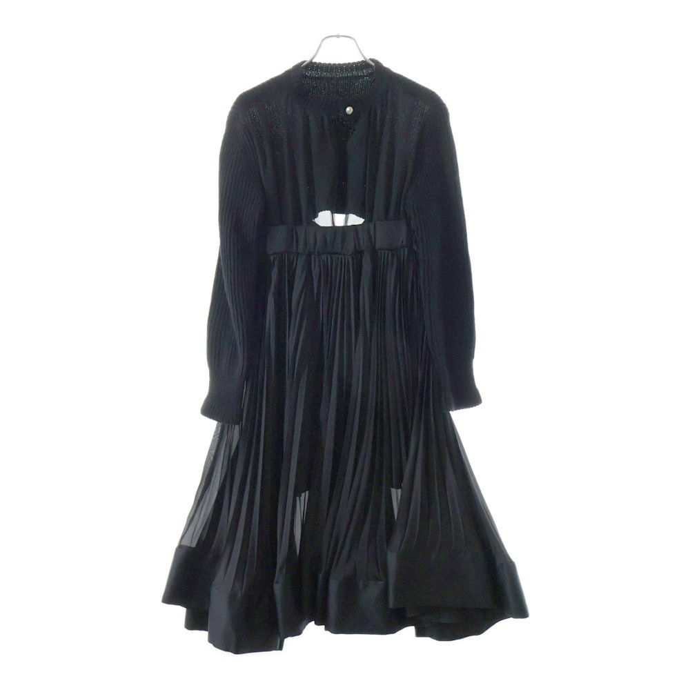Sacai サカイ WOOL KNIT DRESS ウール ニット切り替え ワンピース ドレス レディース ブラック 23-06819