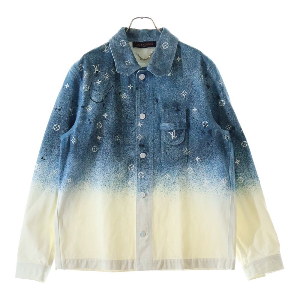 LOUIS VUITTON ルイヴィトン 20 SS モノグラムグラデーション フロントポケット デニムジャケット ブルー|ホワイト RM 201 M QYZ HIS 09 W