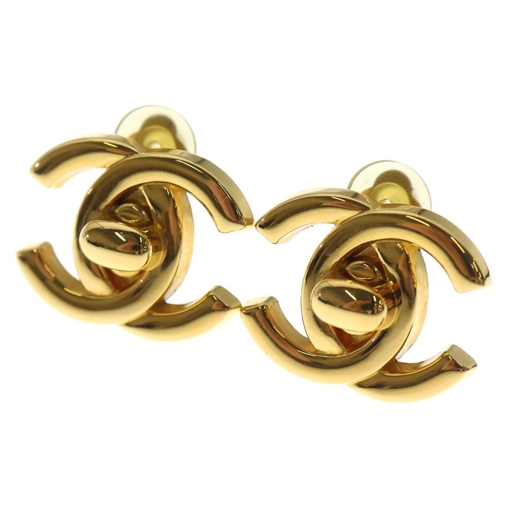 CHANEL シャネル ココマーク ターンロック イヤリング ゴールド GP 97|P