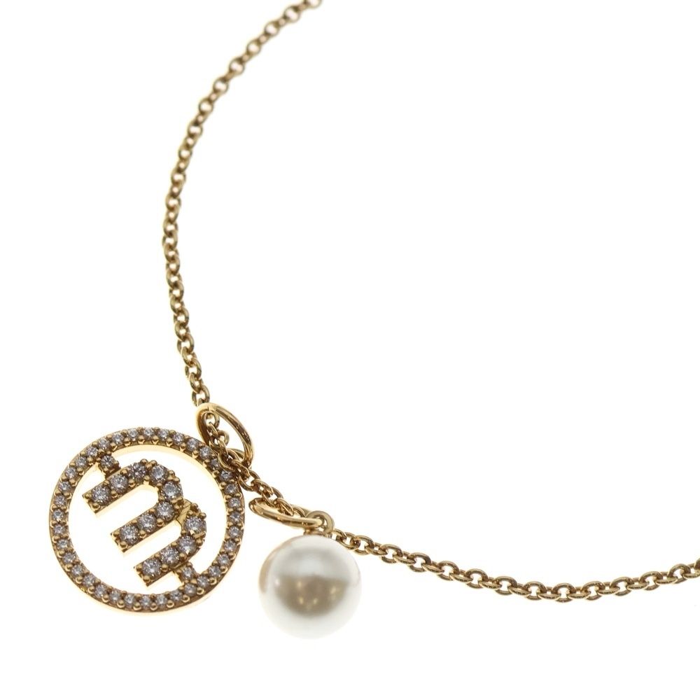 miumiu ミュウミュウ ラインストーン ネックレス ペンダント チェーン ゴールド GP