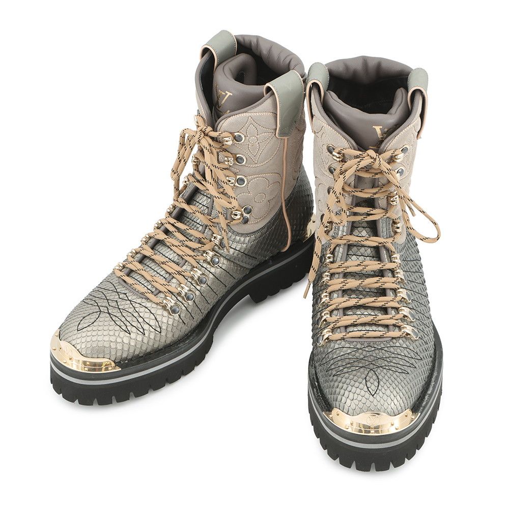 ルイヴィトン ブーツ モノグラム LVアウトランドライン アンクルブーツ パイソン|スエード メンズサイズ6 1|2 LOUIS VUITTON