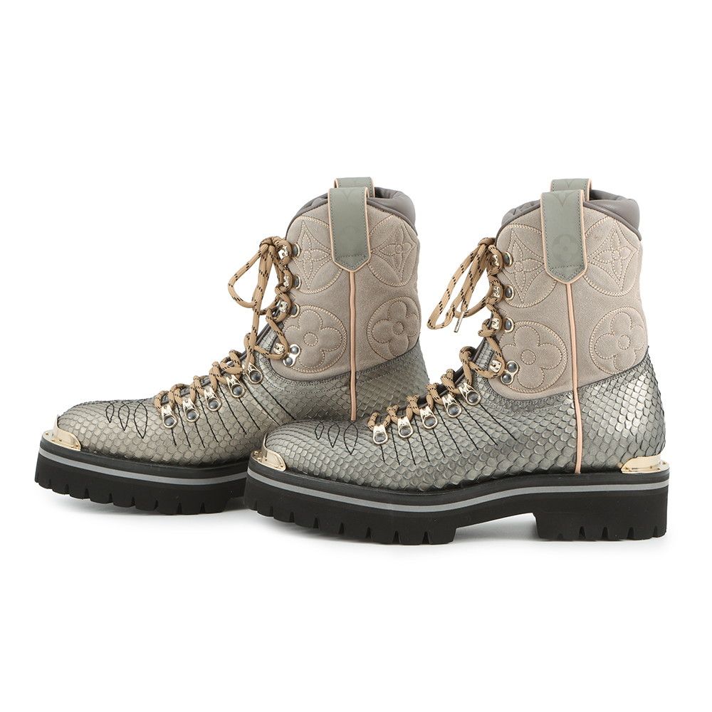 ルイヴィトン ブーツ モノグラム LVアウトランドライン アンクルブーツ パイソン|スエード メンズサイズ6 1|2 LOUIS VUITTON