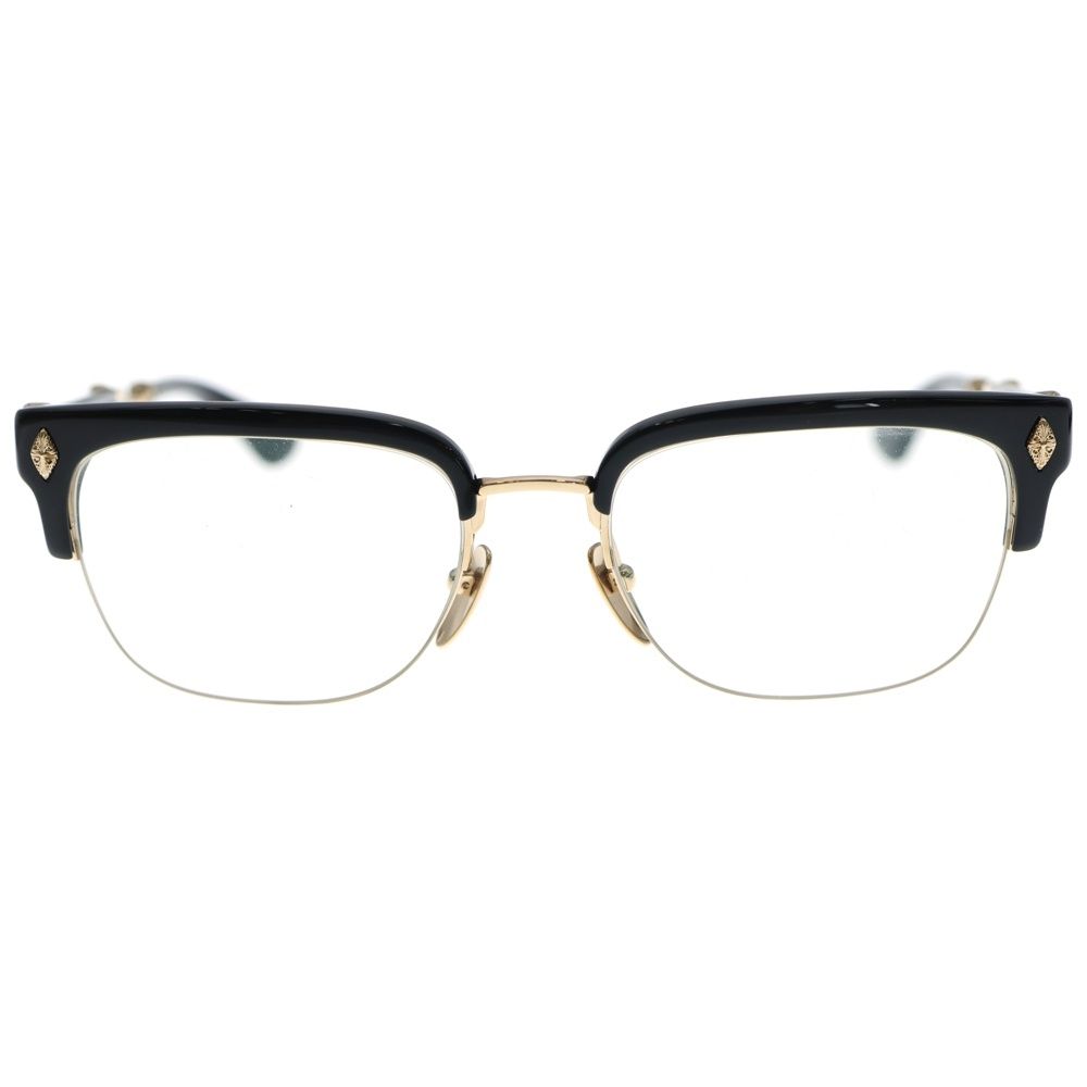 CHROME HEARTS クロムハーツ EVAGILIST エヴァジリスト ウエリントン ダガークロステンプル ウェリントンフレーム サングラス メガネ ブラック|ゴールド