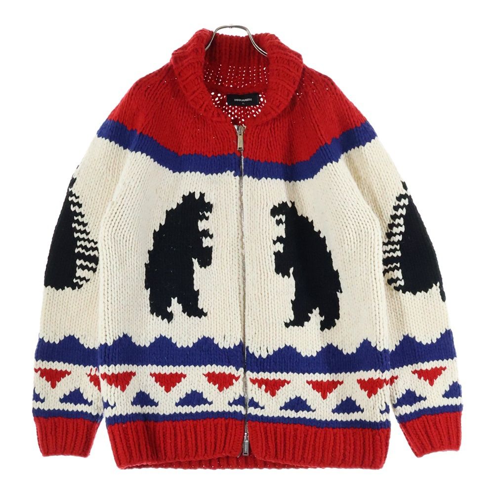 ディースクエアード 21 AW ZIP-UP KNITTED SWEATER ウール ニット ジップアップ カーディガン マルチ S 17816
