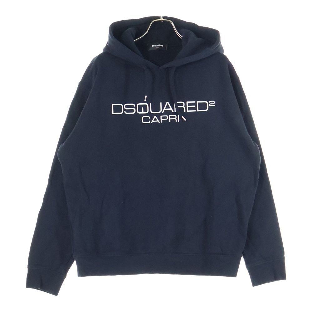 ディースクエアード CAPRI LOGO HOODIE フロントプリント プルオーバーパーカー フーディー ブラック S 25305