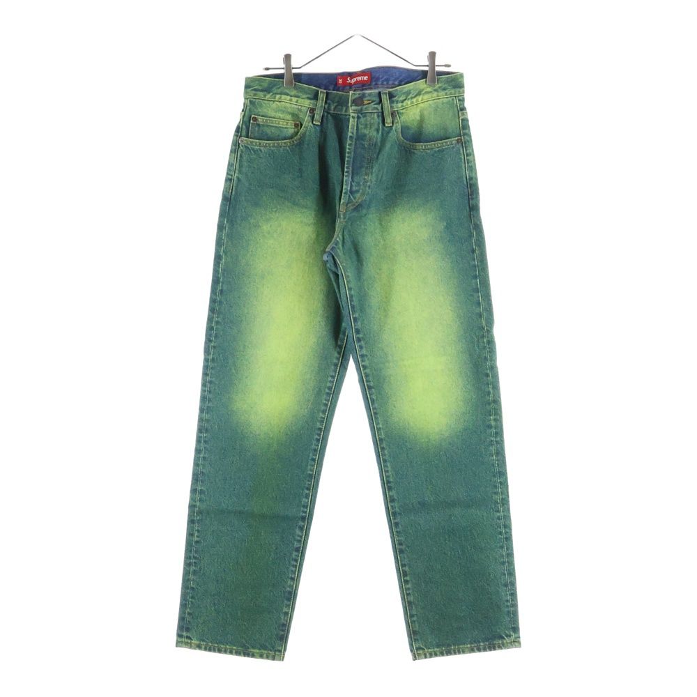 SUPREME シュプリーム 23 AW Regular Jean Overspray Green レギュラー ジーン ストレート デニムパンツ グリーン