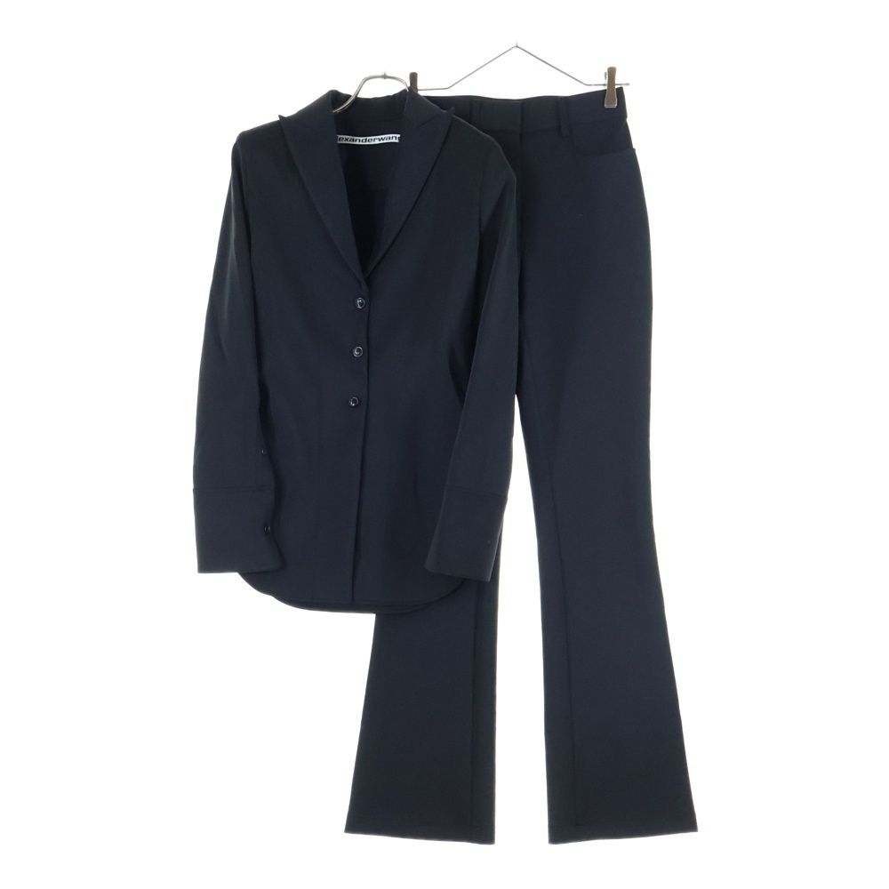 ALEXANDER WANG アレキサンダーワン ボンディング ストレッチ ロングジャケット セットアップ ストレートロングパンツ スラックス ブラック レディース