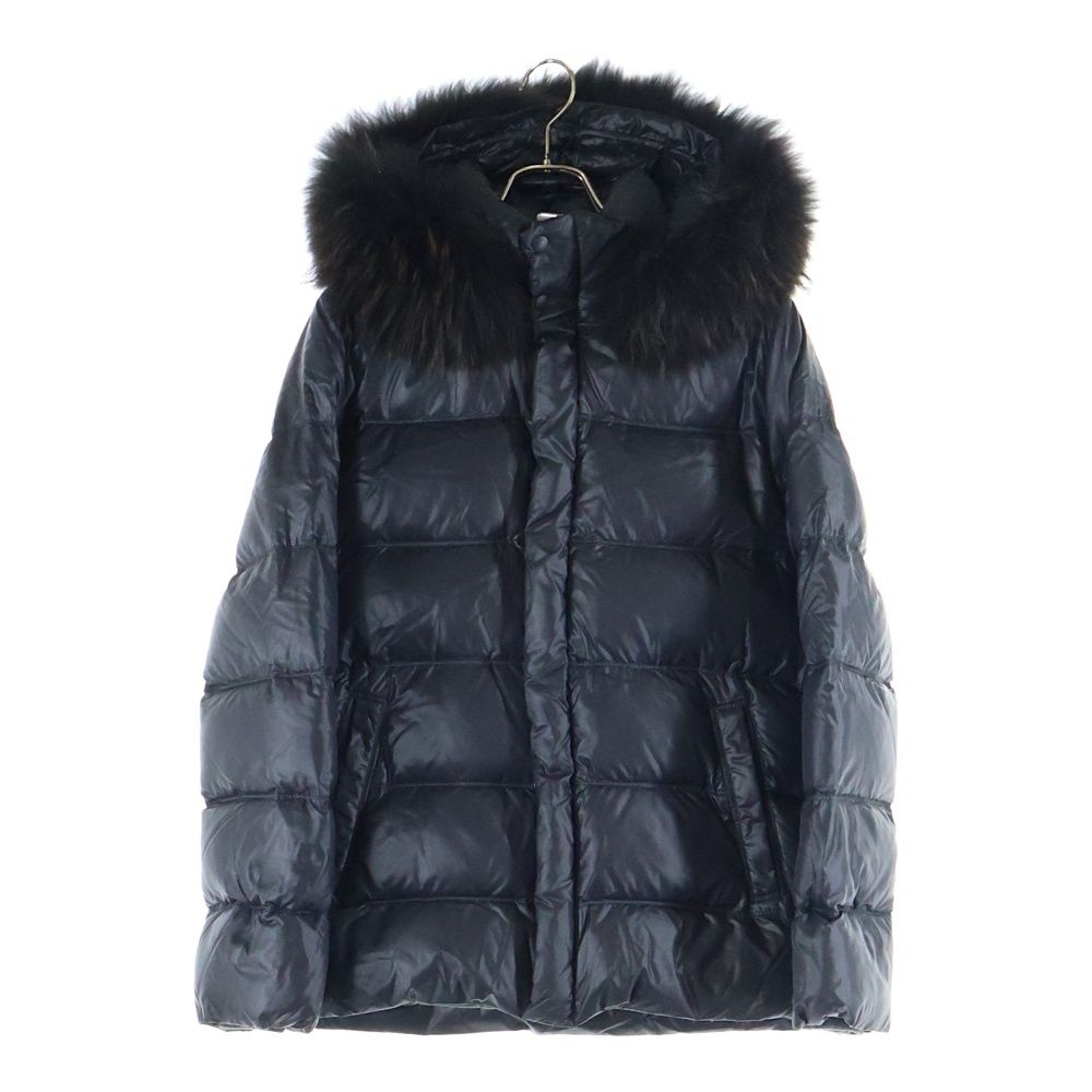 デュベティカ 袖リブニット切り替え ファーフーデッド ダウンジャケット ブラック 1125-499-0111