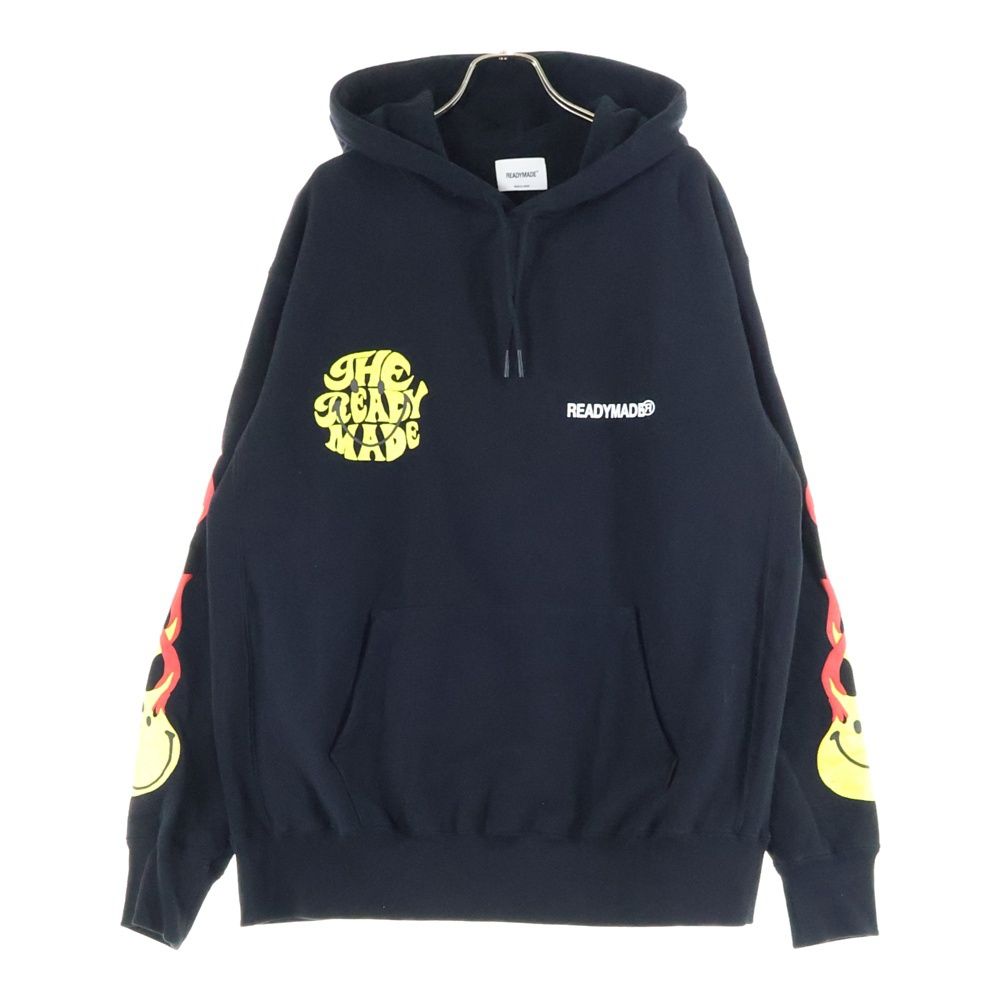 READY MADE レディメイド 20 SS Smile Hoodie スマイル フレイム プリント フーディ スウェット プルオーバー パーカー ブラック RE-C 0-BK-00-00-106