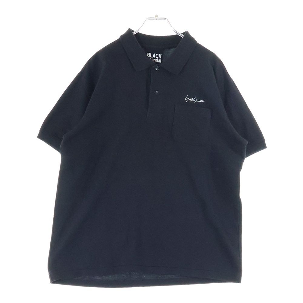BLACK Scandal Yohji Yamamoto ブラックスキャンダルヨウジヤマモト 23 AW 胸ロゴ刺繍 胸ポケット付 半袖ポロシャツ ブラック HJ-T 30-989