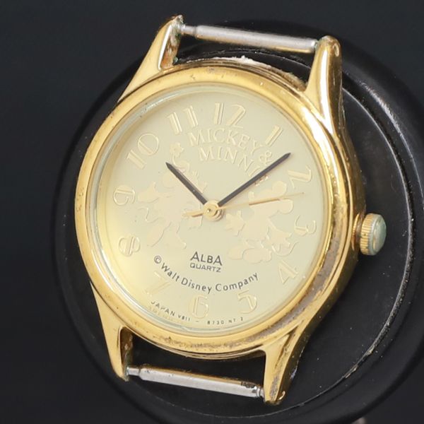 QZ ディズニー セイコー ミッキーマウス アルバ V811-1890 ゴールド