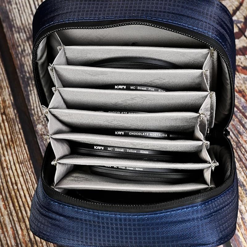  KANI フィルターケース AC-089 C ブルー φ105 mm対応 大型サイズ 円形フィルター 収納 HT 100 IVマグネットキャップ収納 ベルトループ付 カラビナ取付用Dリング付 ナイロン製 817402 カメラケース カメラアクセサリー