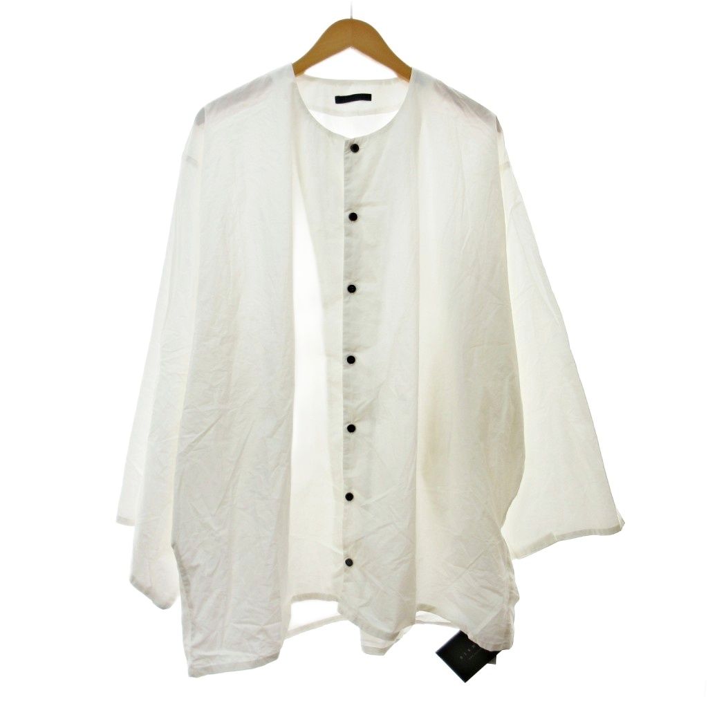 ビシュール BISHOOL タグ付き コットンリネン ビッグシャツ オーバーサイズ 長袖 F 白 ホワイト 1226 IBO 88