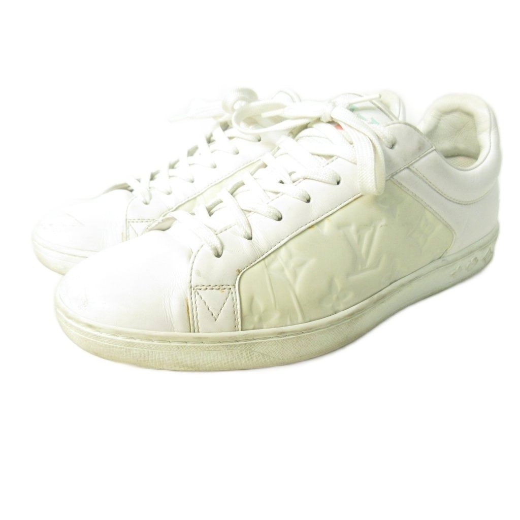 ルイヴィトン LOUIS VUITTON ルクセンブルク モノグラム スニーカー レザー ローカット 白 ホワイト MS 1200 5.5 約25.5 cm BO 88