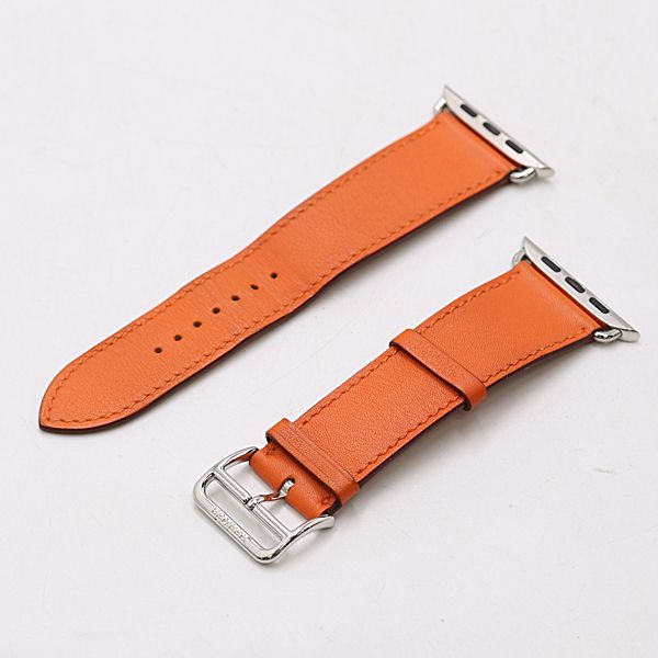 箱付 良品 エルメス アップルウォッチ ベルト レザー オレンジカラー