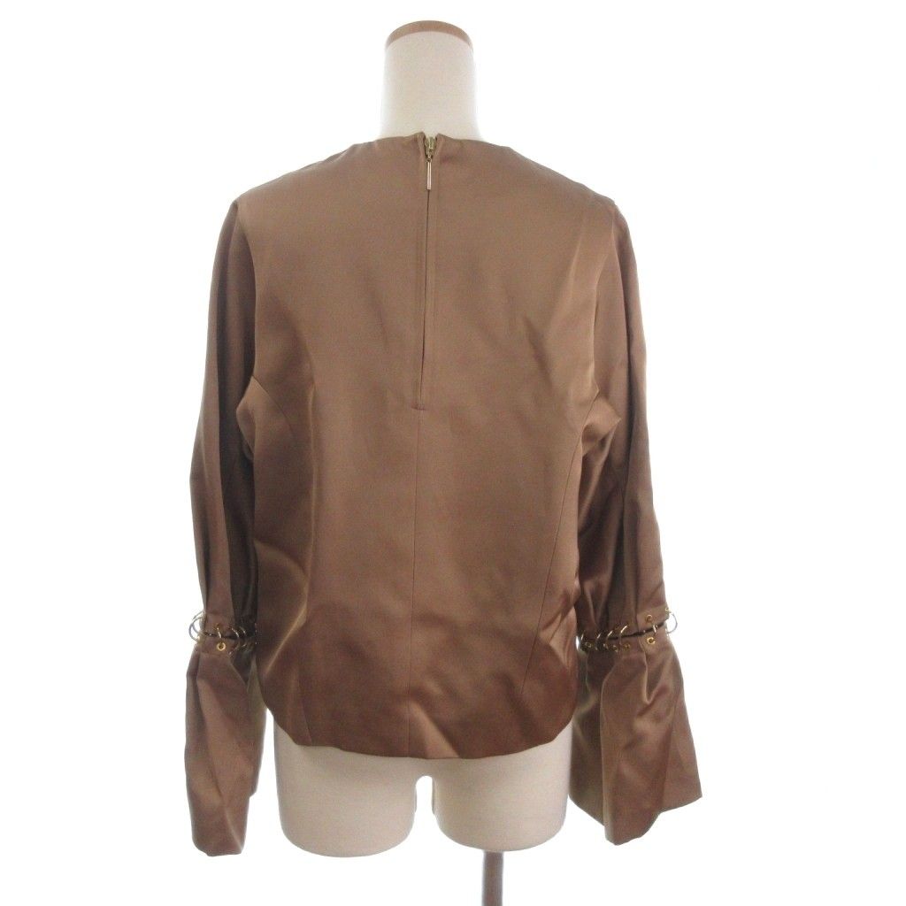 アキラナカ AKIRA NAKA 美品 シャツ ブラウス 長袖 光沢 装飾 ブラウン