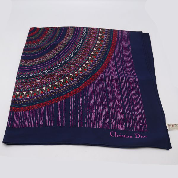 クリスチャンディオール 大判シルクスカーフ ネイビー|レッドカラー アパレル ファッション 2000000 NSK KMT