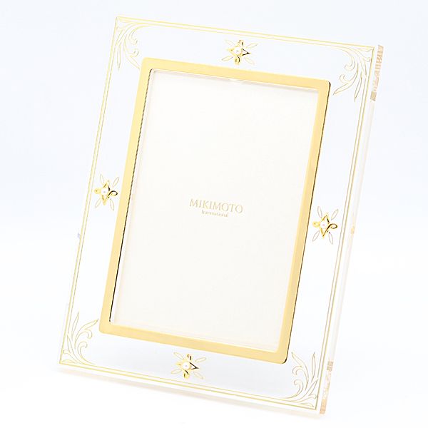 美品 箱付 ミキモト 写真立て フォトフレーム クリア /ゴールド 雑貨