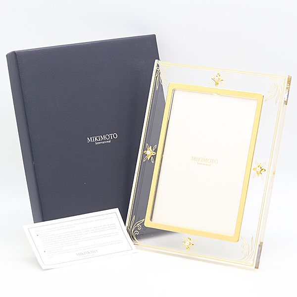 美品 箱付 ミキモト 写真立て フォトフレーム クリア /ゴールド 雑貨