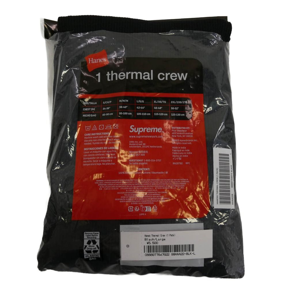 Supreme シュプリーム × HANES ヘインズ Thermal Crew クルーネック