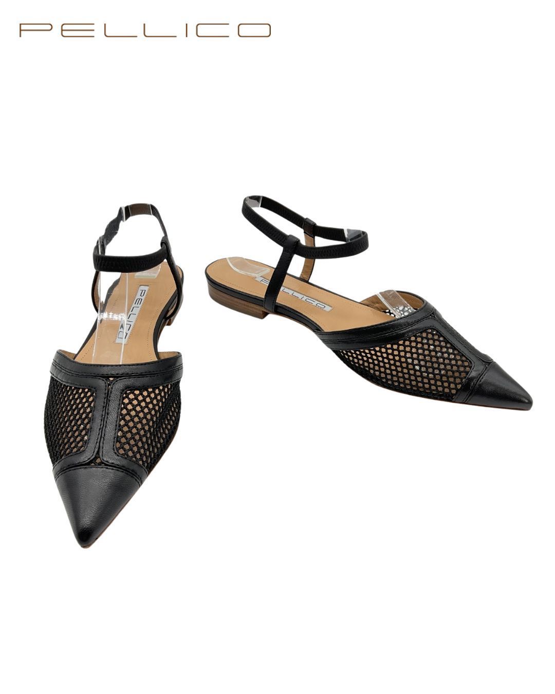 ち*す様 PELLICO/ペリーコ メッシュ サンダル ミュール◆38.5◆中古 未使用 PELLICO ペリーコ メッシュポインテッドトゥサンダル ミュール