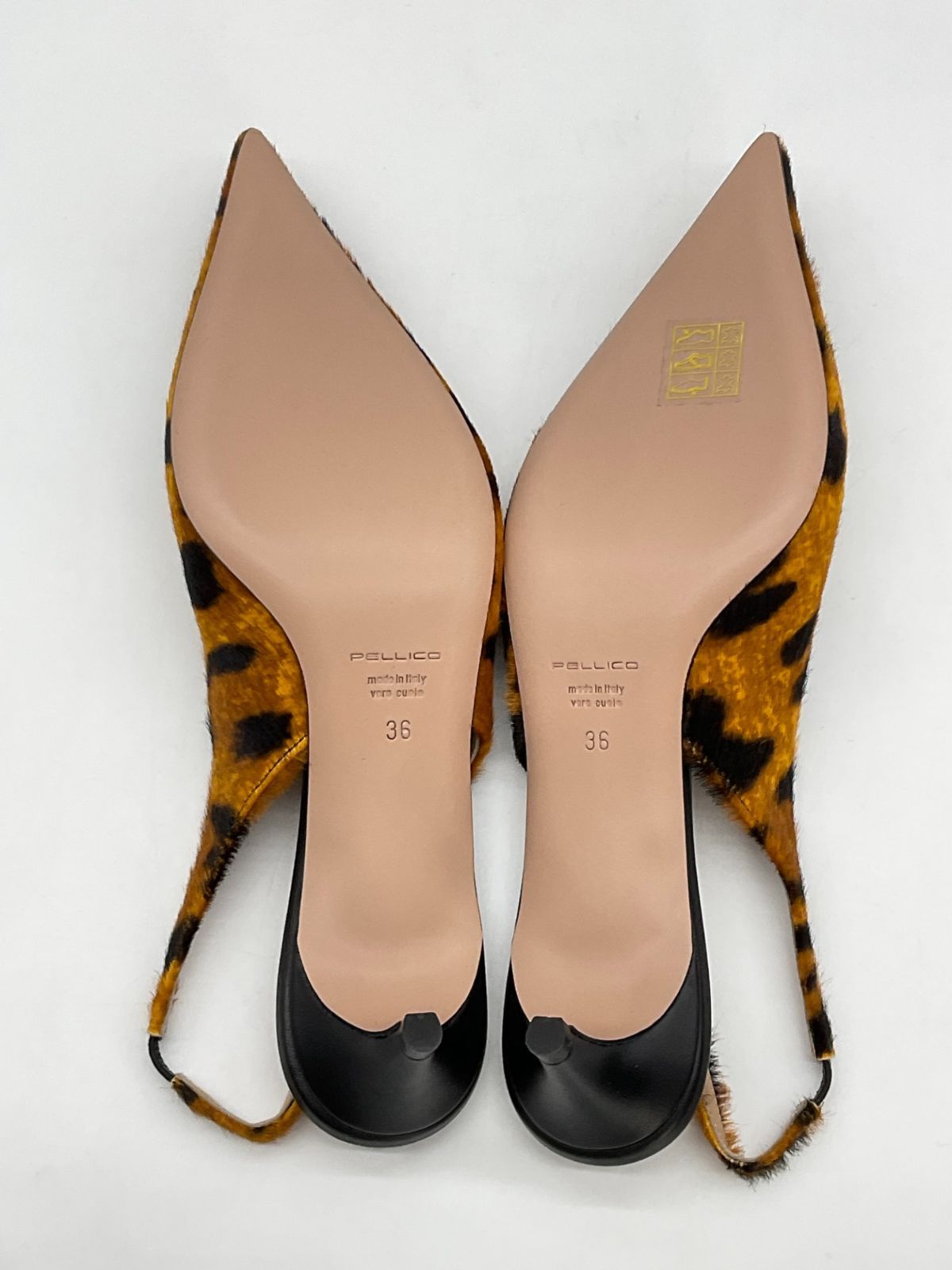 未使用 PELLICO ペリーコ レオパードバックスリングハラコヒール