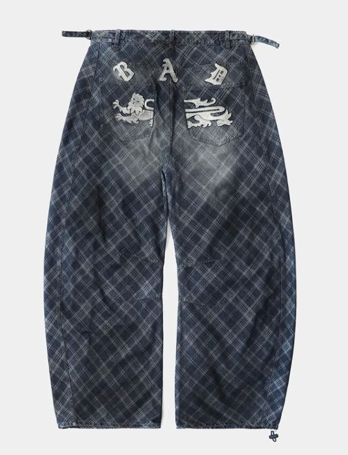 ブルーチェック ワイドパンツ