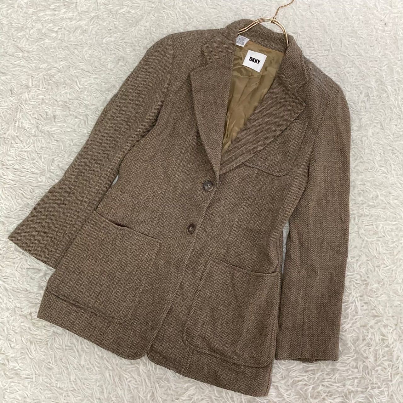 DKNY ウールジャケット ベージュ 4 カジュアル オフィス スーツ 
