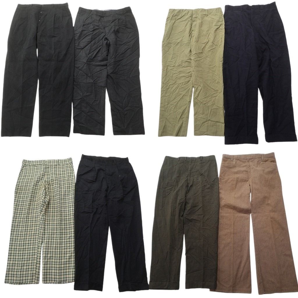 古着卸 まとめ売り ~70 s オールド スラックス パンツ セット メンズ 34 |36 チェック タロンジップ 古着 ND 2934