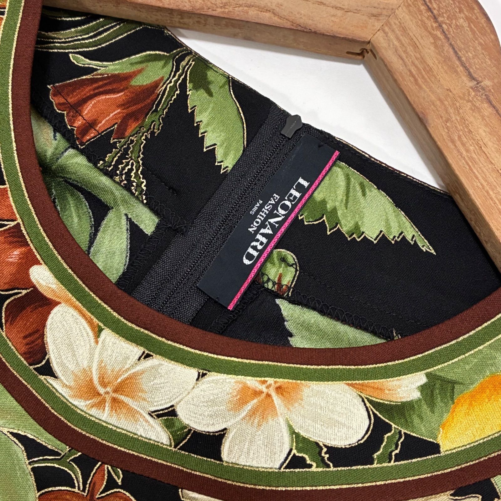 美品☆LEORARD レオナール☆シルクジャージロングワンピース L お袖