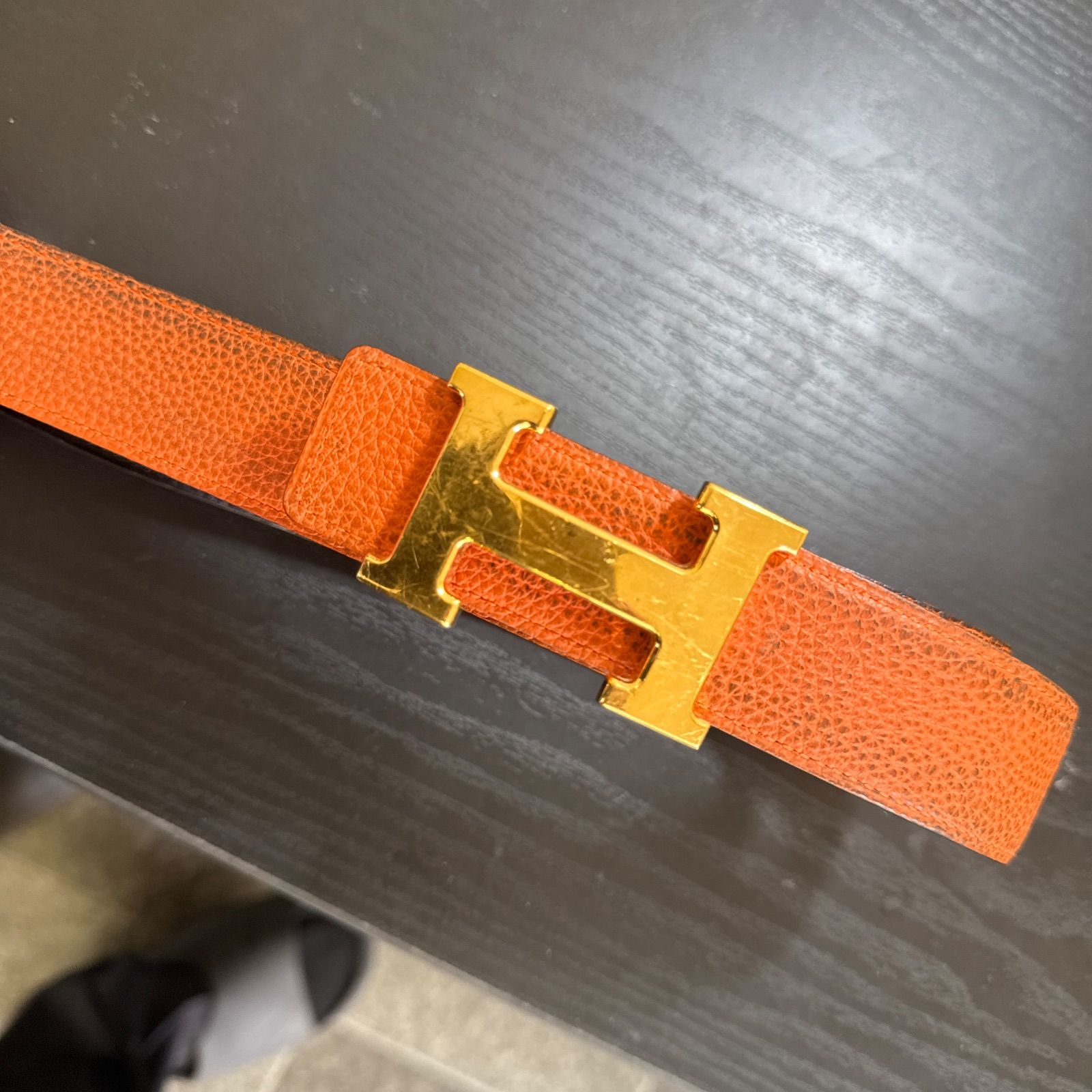 HERMES エルメス コンスタンスリバーシブルベルト85 ゴールドカラー