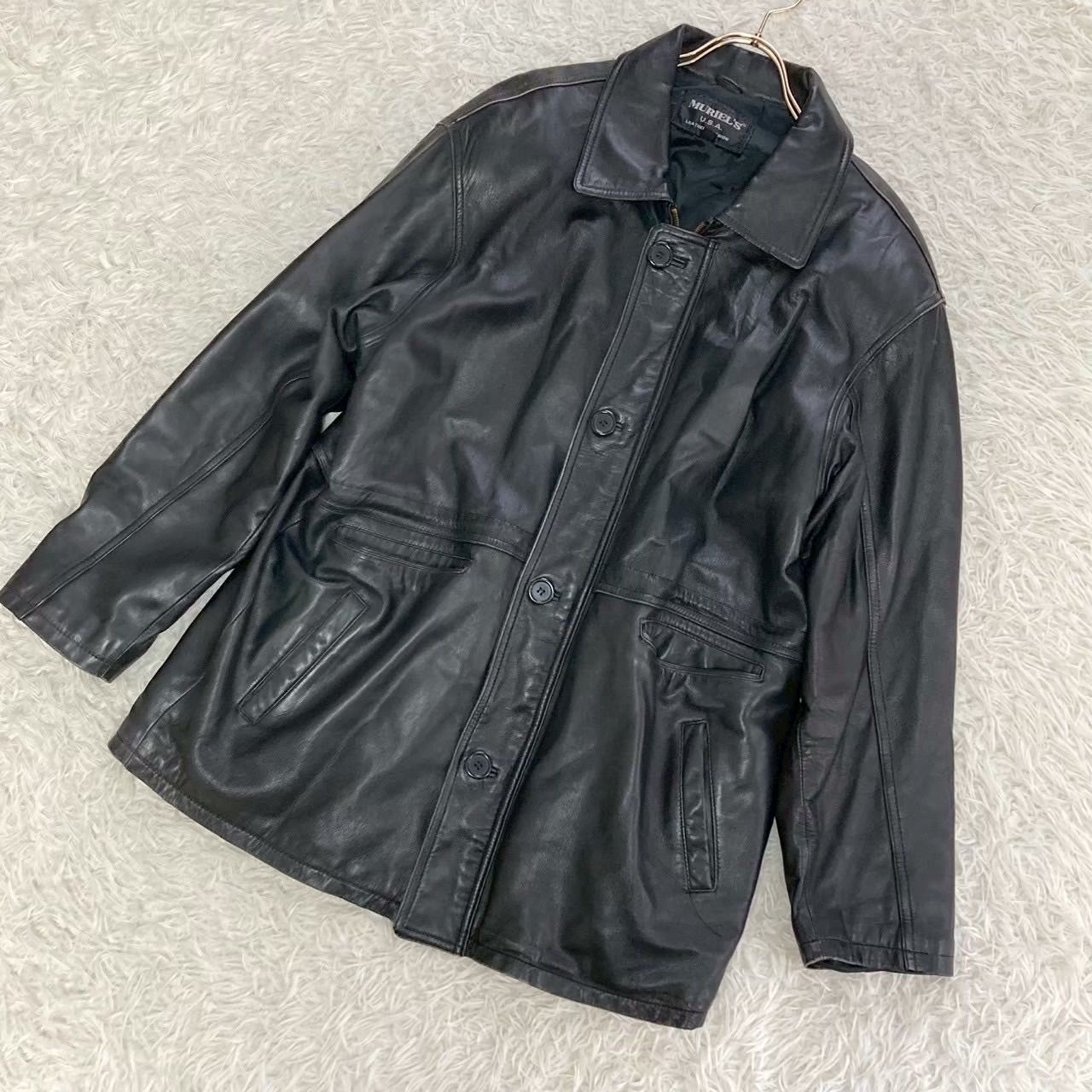 MURIEL S レザーコート ブラック L オシャレ 大人 感 シンプル