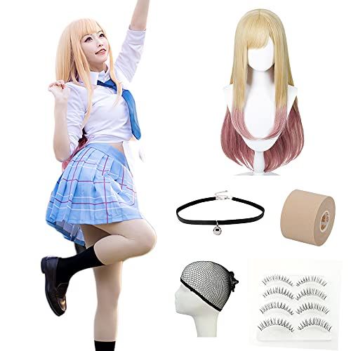AG-TOP 喜多川 海夢 コスプレ衣装 ウィッグ付き アニメ コスプレ きたがわ まりん コスチューム 仮装 プレゼント 11点豪華セット M-サイズ 喜多川海夢 制服 彡