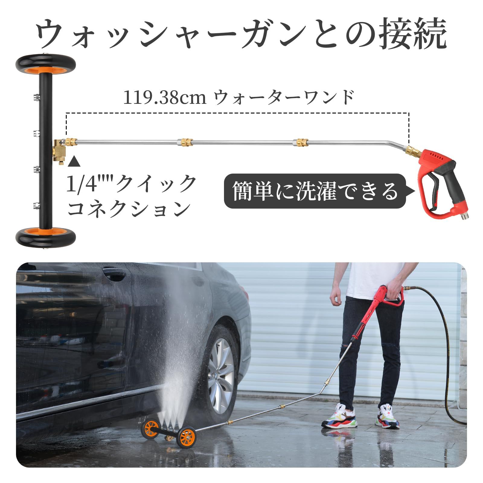  2 in 1 足回り高圧洗浄水ほうき 4000 PSI 車の下の圧力洗濯機 3部分の延長細い棒付属 ハブ ブラッシャー 高圧洗浄機アタッチメントの適用 表面の洗剤 MYPIN 高圧洗浄機本体 高圧洗浄機