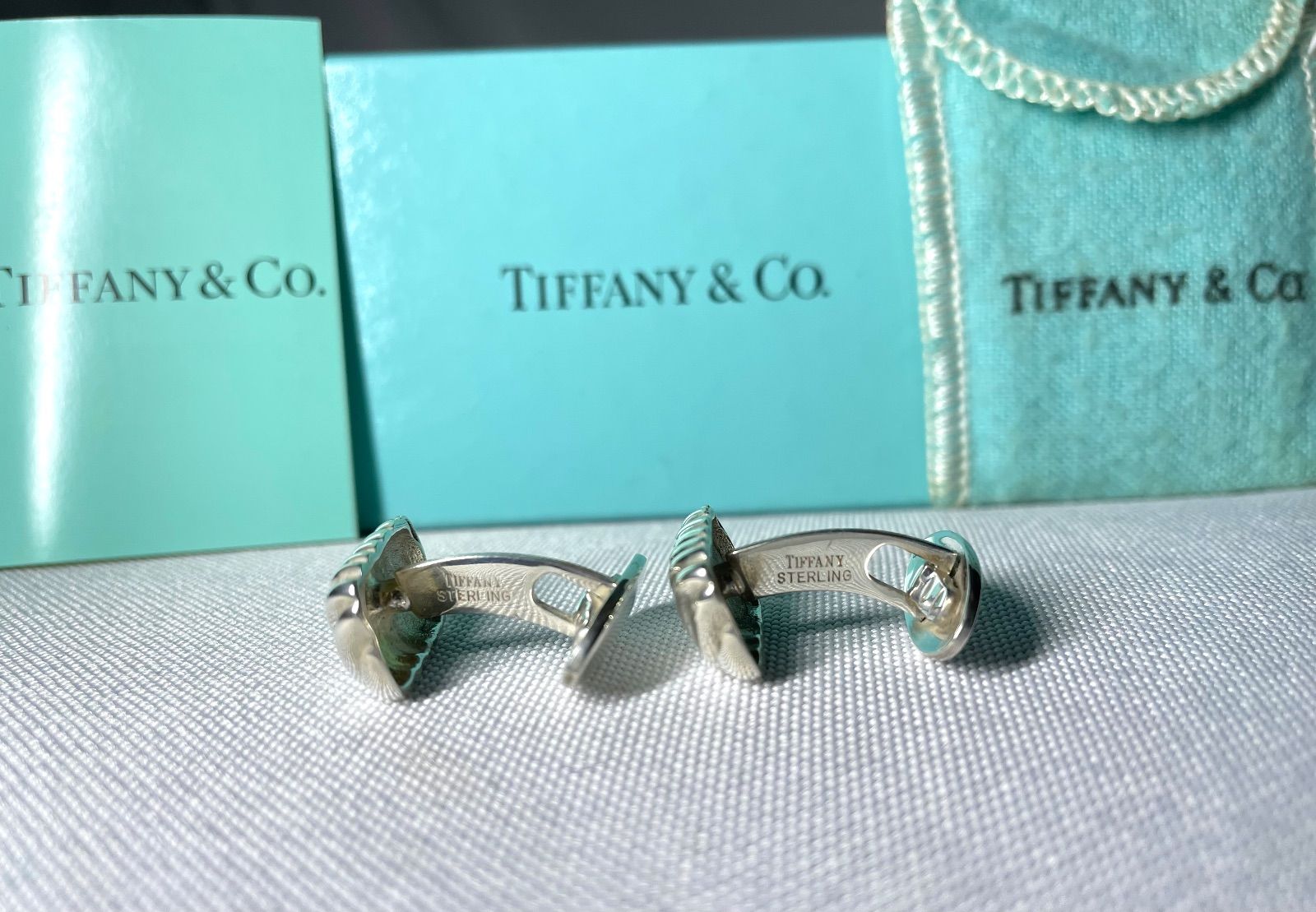 美品 Tiffany ティファニー ウェーブライン ヴィンテージ カフス