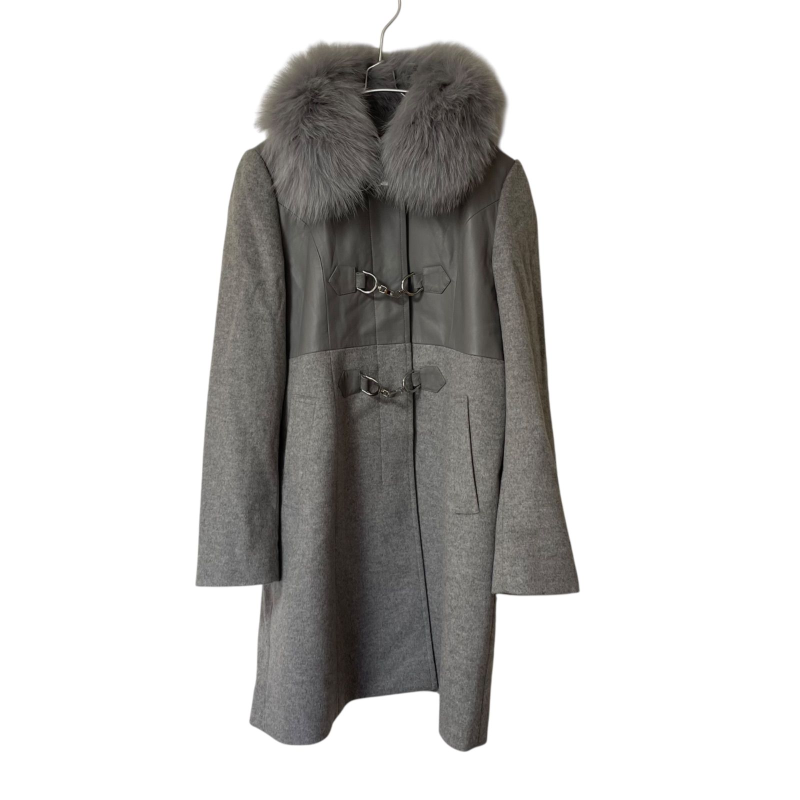 Z1721【美品】BALMAIN バルマン フォックスファー付ダッフルコート