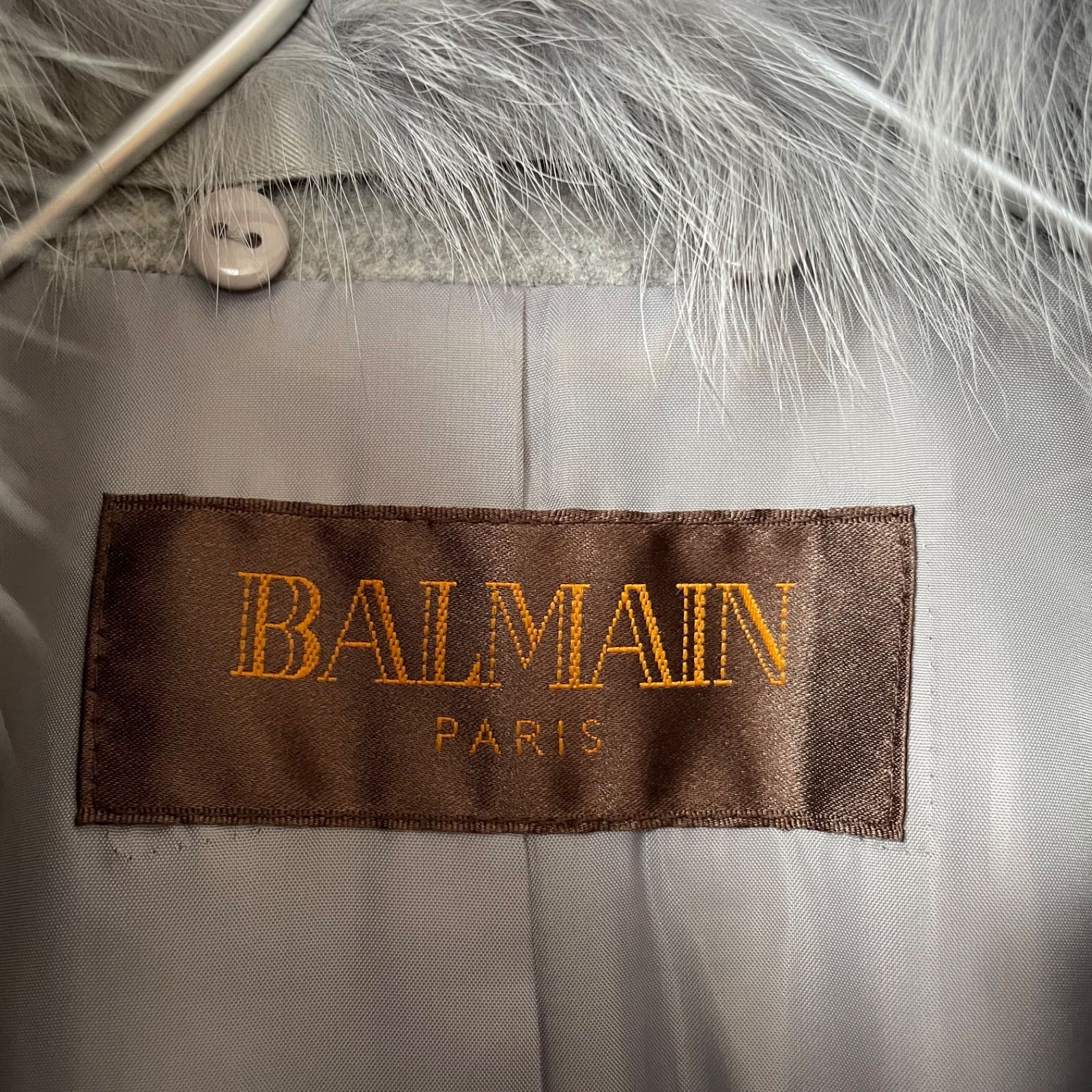 Z1721【美品】BALMAIN バルマン フォックスファー付ダッフルコート