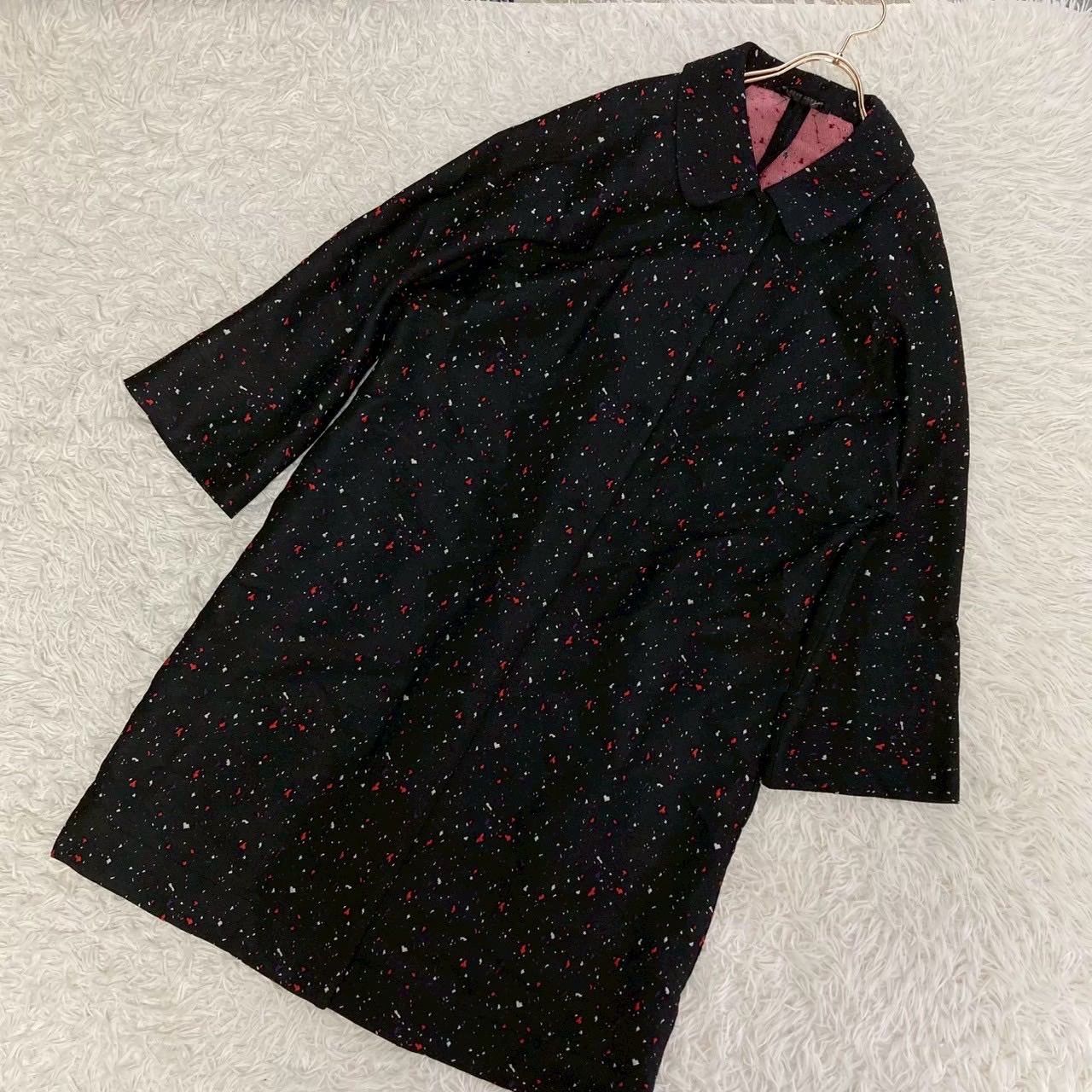 4208 SHIZUKA KOMURO 総柄ロングコート ブラック 42 オシャレ